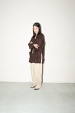 90’s Betty Barclay - silk×linen open collar shirt-jacket in chocolate brown