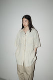c90’s PERSONA - linen oversized double pocket shirt