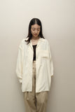80-90’s WEEKEND by Max Mara - silk oversized open collar shirt in ecru