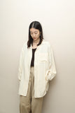 80-90’s WEEKEND by Max Mara - silk oversized open collar shirt in ecru
