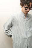 80's Giorgio Armani - silk/rayon stripe dress shirt