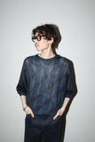 90’s silk×rayon trick art pattern summer knit top