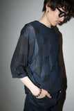 90’s silk×rayon trick art pattern summer knit top
