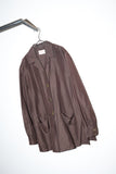90’s Betty Barclay - silk×linen open collar shirt-jacket in chocolate brown