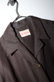 90’s Betty Barclay - silk×linen open collar shirt-jacket in chocolate brown