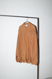 80’s European label - rayon satin, stand collar big chest pocket shirt