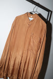 80’s European label - rayon satin, stand collar big chest pocket shirt