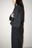 80's European label - glossy rayon, wide&cropped blouson