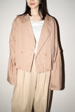 80’s linen/cotton double breasted cropped&wide jacket