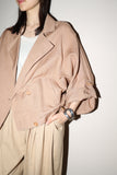 80’s linen/cotton double breasted cropped&wide jacket