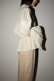unknown - linen or linen mixed fabric ,flare hem&sleeve pullover top