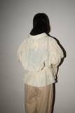 unknown - linen or linen mixed fabric ,flare hem&sleeve pullover top
