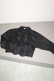 80's European label - glossy rayon, wide&cropped blouson