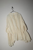unknown - linen or linen mixed fabric ,flare hem&sleeve pullover top