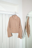 80’s linen/cotton double breasted cropped&wide jacket