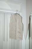 80-90’s  linen vest with symmetrical pocket