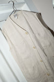 80-90’s  linen vest with symmetrical pocket