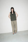 80-90’s European label - linen/cotton wide tuck trousers