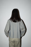 70-80’s cotton iridescent color complexed pattern wide&croppes blouse