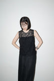 70-80’s Italian label - sheer front embroidered sleeveless top