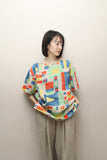 80-90’s PENNYBLACK - linen abstract painting pattern pullover
