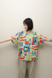 80-90’s PENNYBLACK - linen abstract painting pattern pullover