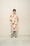 c90’s Italian label - linen floral pattern pullover dress