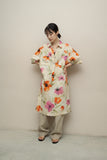 c90’s Italian label - linen floral pattern pullover dress