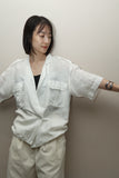 80’s Laurel by ESCADA - linen military essence blouse / made in West Germany