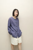 80-90’s European label - linen china shirt-jacket in lavender