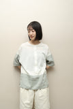 80-90’s GIANFRANCO FERRE - switched fabric by-color pullover top with deep open front