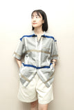 c80's German label - cold color big plaid shirt