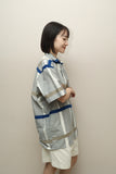 c80's German label - cold color big plaid shirt