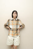 c90's German label - linen shadow plaid shirt