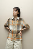 c90's German label - linen shadow plaid shirt