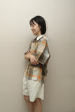 c90's German label - linen shadow plaid shirt