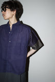 80's Italian label - cotton pullover shirt with unique switching pattern