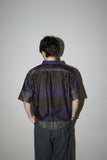 80's Italian label - cotton pullover shirt with unique switching pattern
