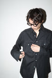 00's EU label - linen 3D chest pocket shirt