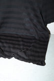 00's PERRY ELLIS - jacquard stripe skipper neck top