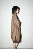 80's silk decorated front oversized shirt  in mocha