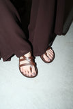 leather strap flat sandals