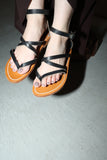leather strap flat sandals