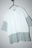 80-90’s GIANFRANCO FERRE - switched fabric by-color pullover top with deep open front