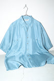 80-90's silk double pocket shirt in sky blue