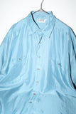80-90's silk double pocket shirt in sky blue