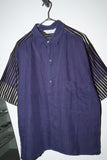 80's Italian label - cotton pullover shirt with unique switching pattern