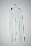 c80's European label - stripe pattern linen wide tuck trousers
