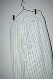 c80's European label - stripe pattern linen wide tuck trousers