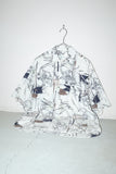 80-90's silk drawing pattern shirt